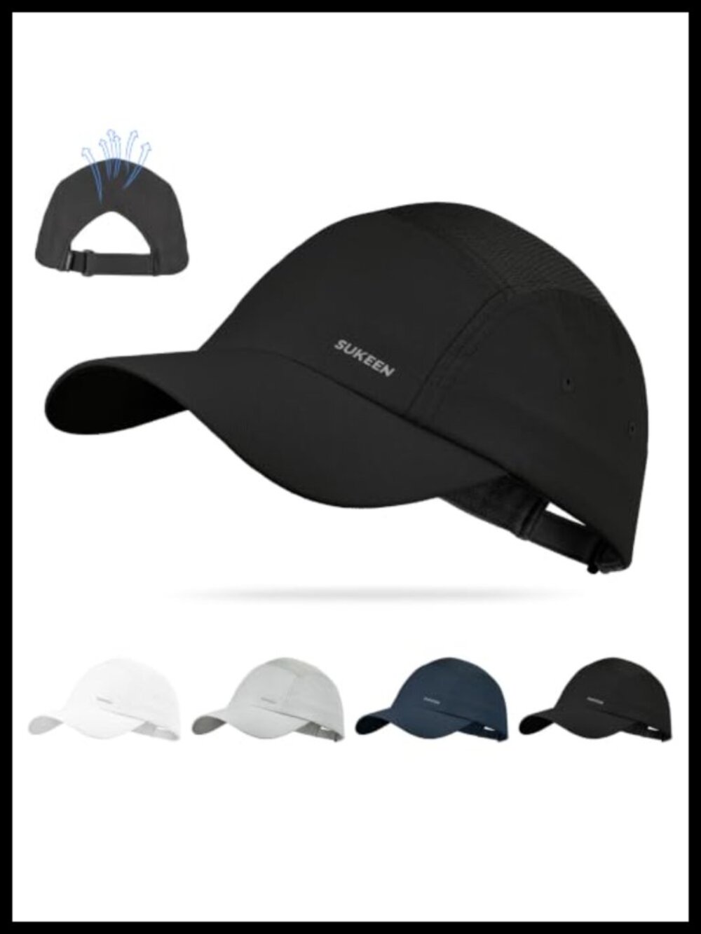 Lightweight Packable Running Baseball Cap UPF 50+ Nylon Spandex Adjustable